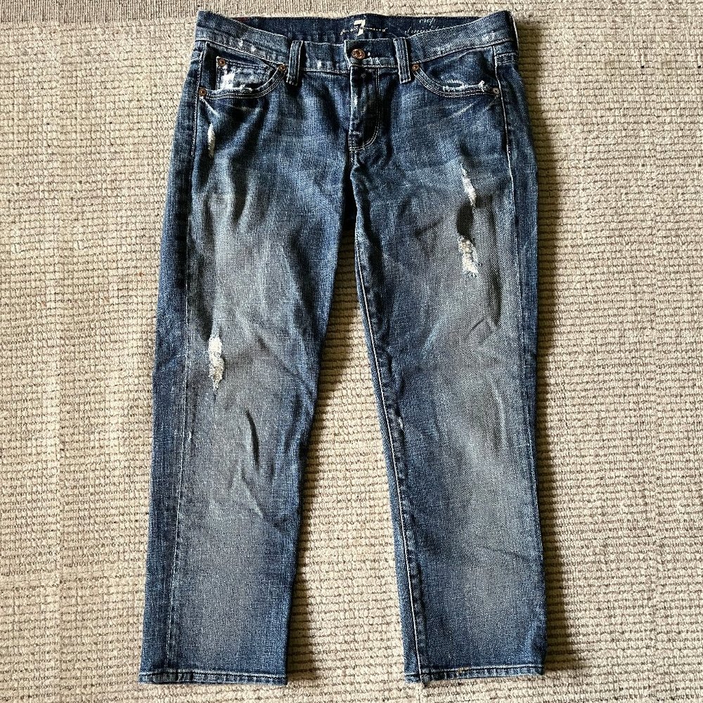 7 For All Mankind Distressed Crop Straight Leg | size 27